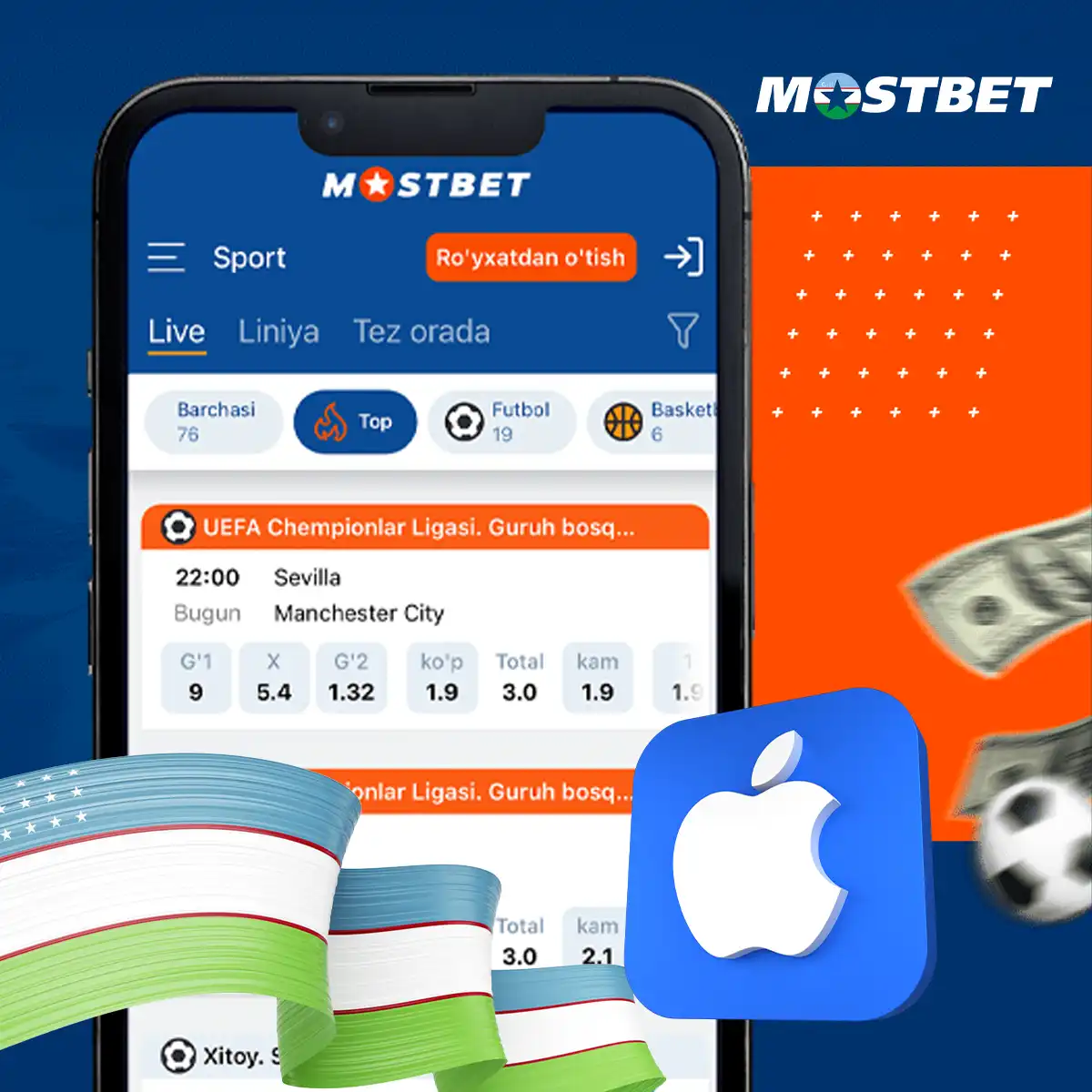 Mostbet ilovasini iOS uchun o'rnatish