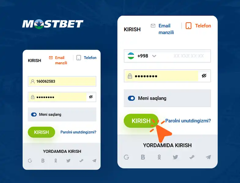 Mostbet parolini tiklash